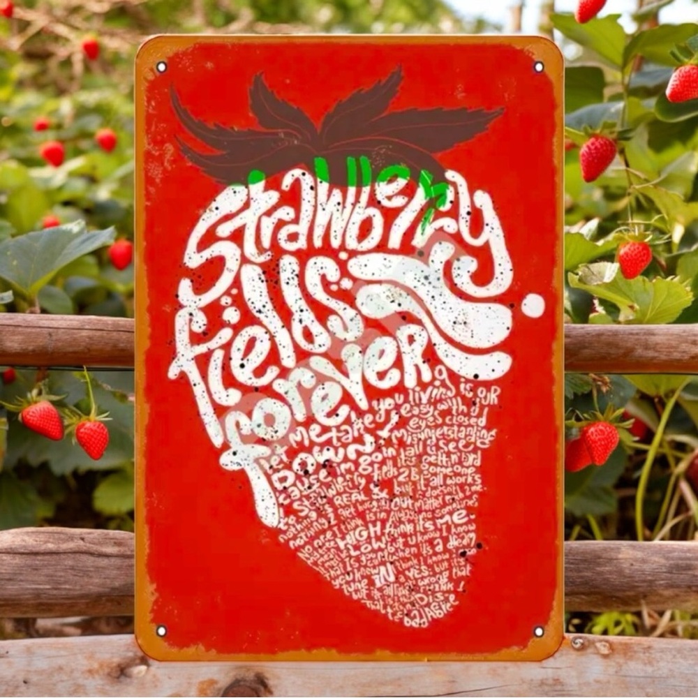 🆕 Retro “Strawberry Fields Forever” The Beatles Metal Tin Sign  (8"x12)